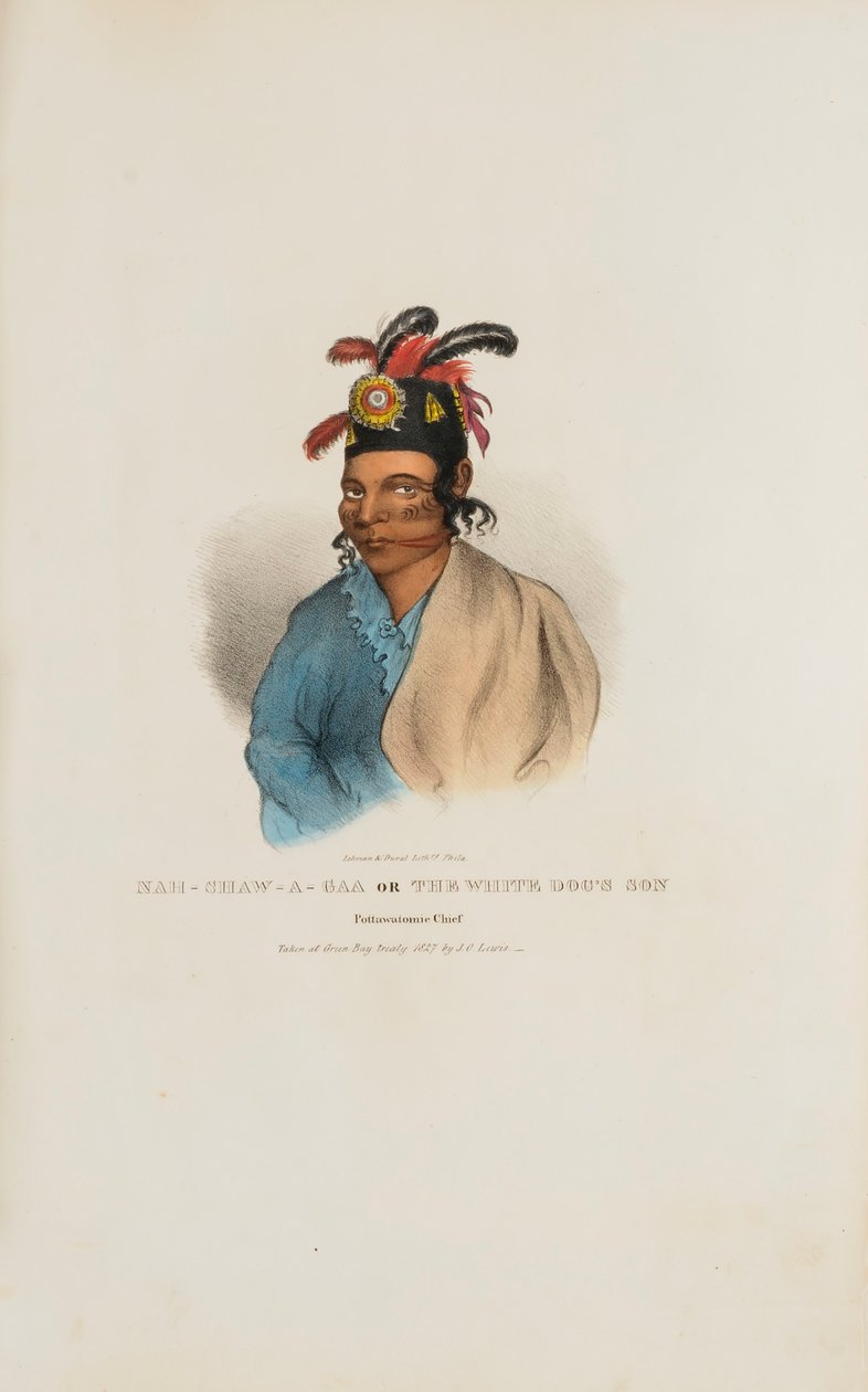 NAH-SHAW-A-GAA Der Sohn des Weißen Hundes, Pottawatomie-Häuptling, aus Das Aboriginal Portfolio von James Otto Lewis