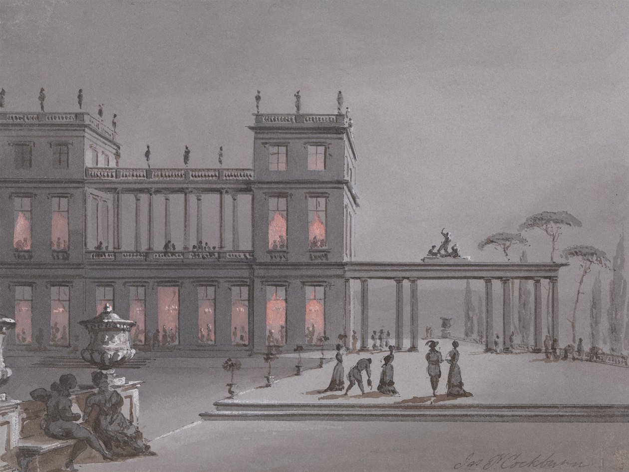 Ein italienisches Fest: Figuren auf der Terrasse eines Palazzo von James Pattison Cockburn