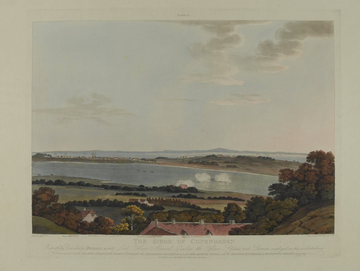 Dänemark 1807: Die Belagerung von Kopenhagen, graviert von Robert Pollard (1792-1867) und Joseph Constantine Stadler (1780-1812), veröffentlicht 1807 von James Pattison Cockburn