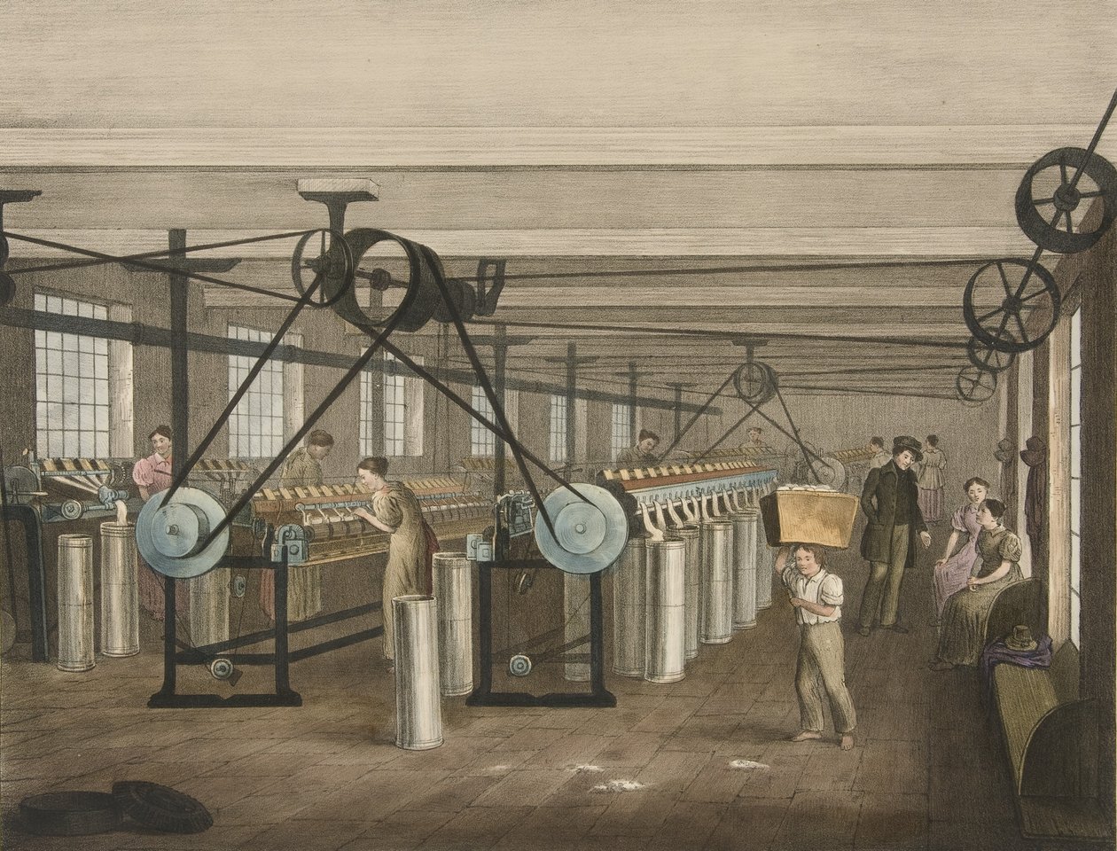 Spulen- und Ziehrahmen, Fortschritt der Baumwolle Nr. 5, veröffentlicht 1840 von James Richard Barfoot