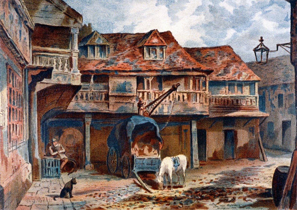 Hof des Tabard Inn, Borough High Street, Southwark, London, 1871 von James S Virtue