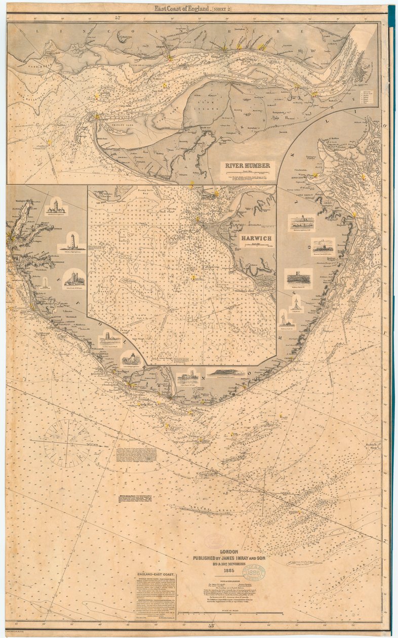 England Ostküste. Blatt 2, späte 19. Jahrhundert von James & Son Imray
