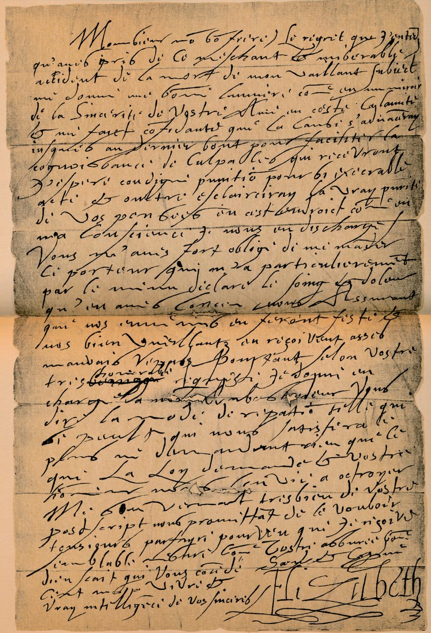 Ein Brief von Königin Elizabeth I 1533-1603 an König James VI 1566-1625, 1898 von James Stillie
