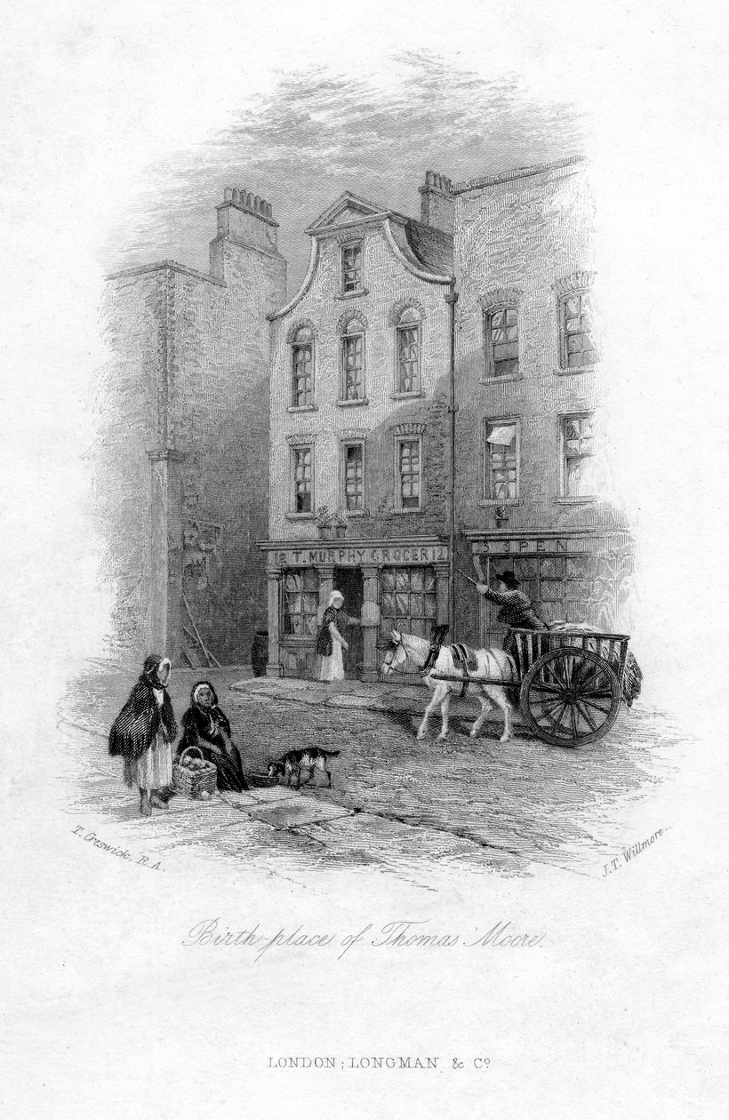 Der Geburtsort von Thomas Moore, Dublin, 19. Jahrhundert von James Tibbitts Willmore