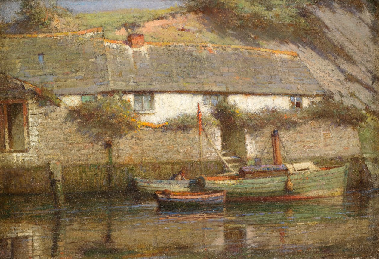 Ein Landhaus am Flussufer von James Valentine Jelley