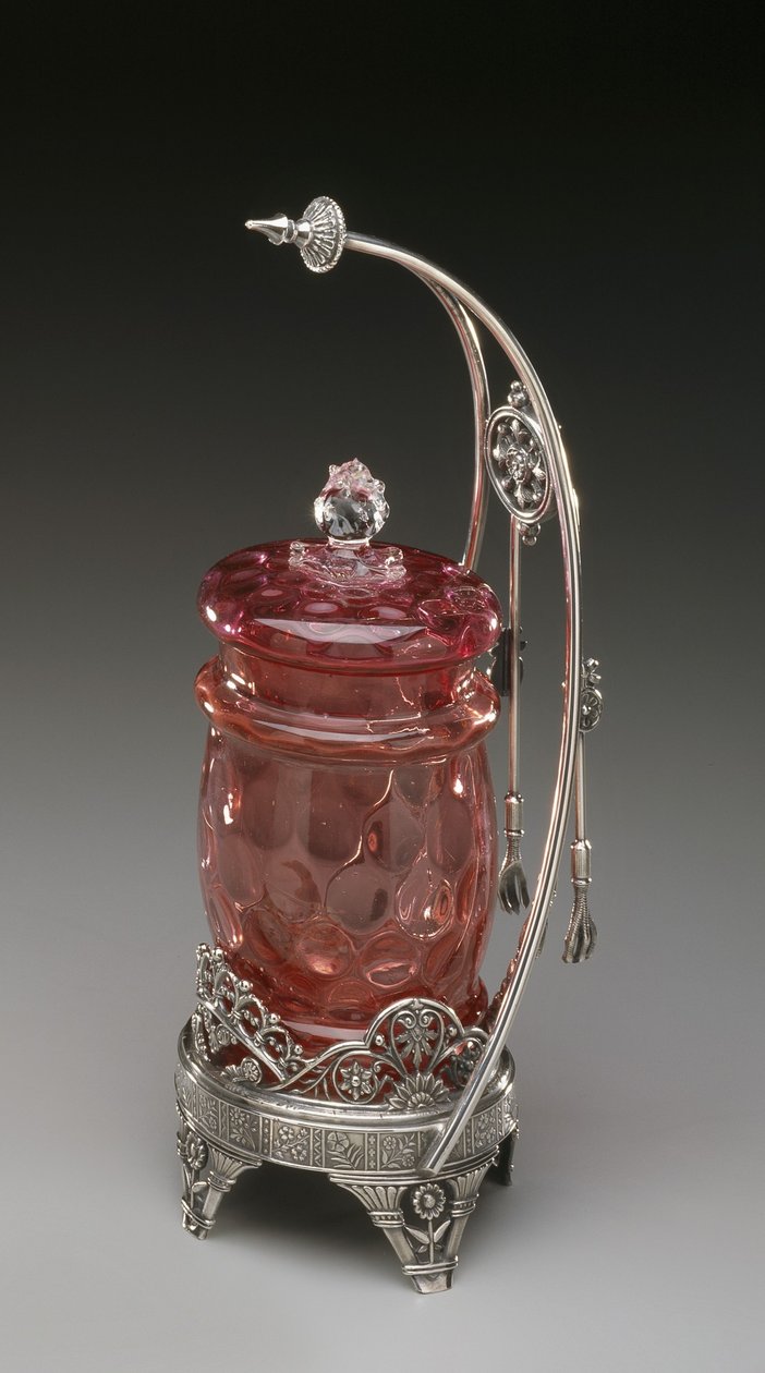 Einmachglas auf Ständer mit Zange, ca. 1885 von James W. Tufts Co.