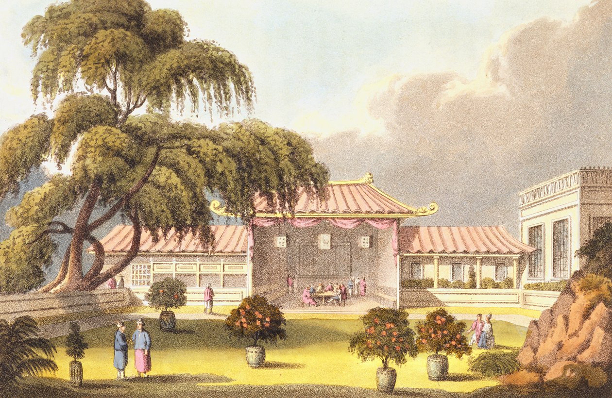 Bankettsaal im Haus eines Mandarins in der Nähe von Kanton, aus 