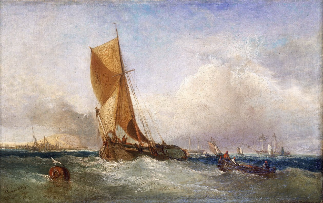 Ein Segelboot von der Themse (England), für den Transport und Handel entlang des Flusses und an der Ostküste. Öl auf Leinwand von James Webb