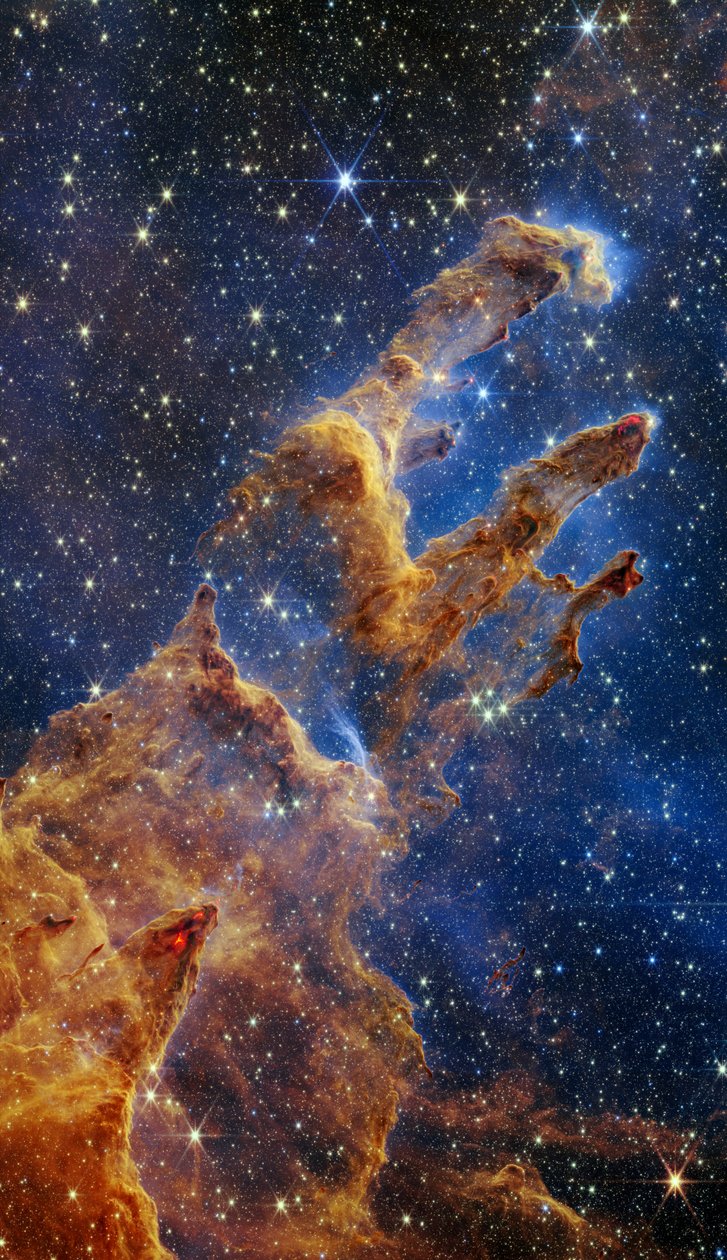 Die Säulen der Schöpfung (Webb NIRCam Bild) von James Webb Space Telescope (NASA)