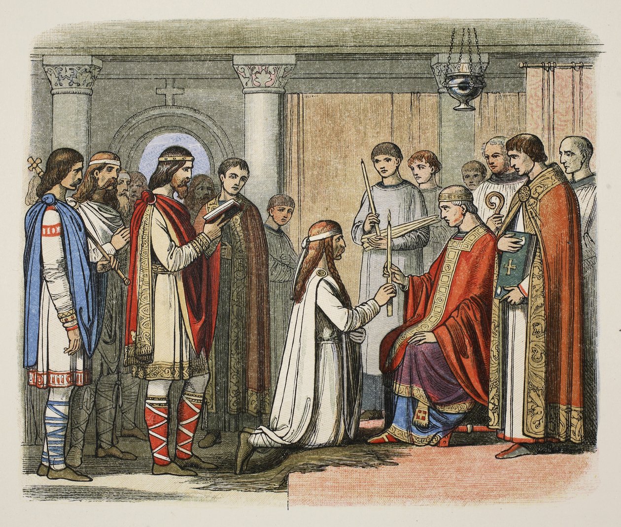 Taufe von König Guthorm, 878 n. Chr., aus „A Chronicle of England BC 55 to AD 1485“, veröffentlicht in London von James William Edmund Doyle