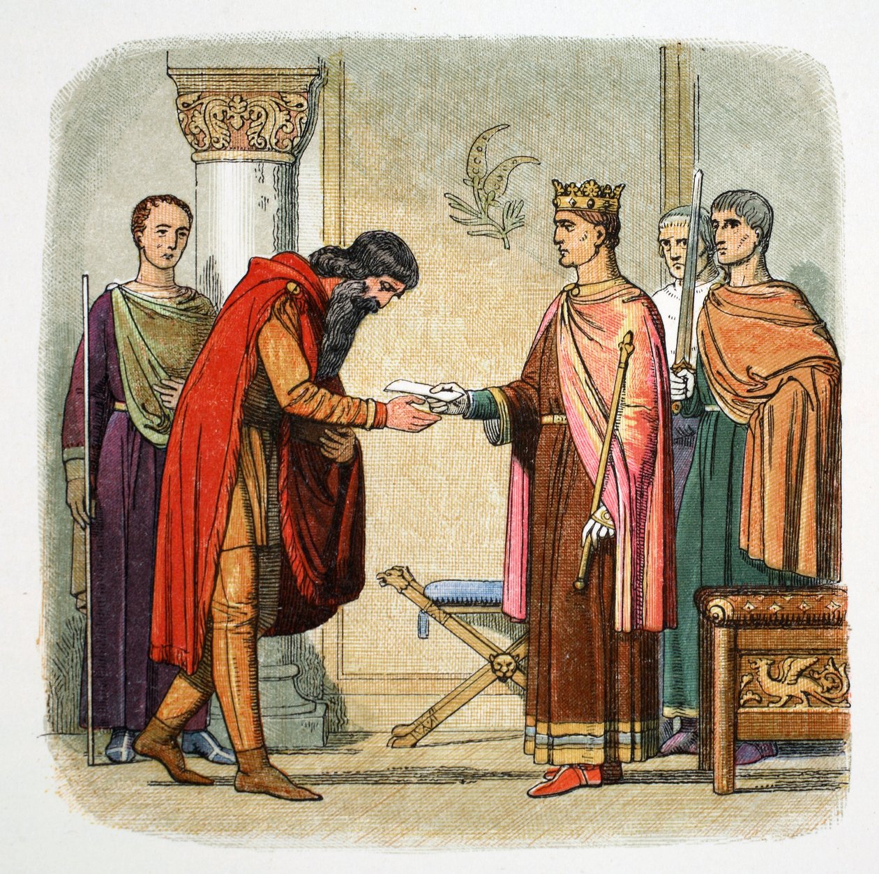 Heinrich II. von England autorisiert Dermot MacMorrough, Truppen zu erheben von James William Edmund Doyle