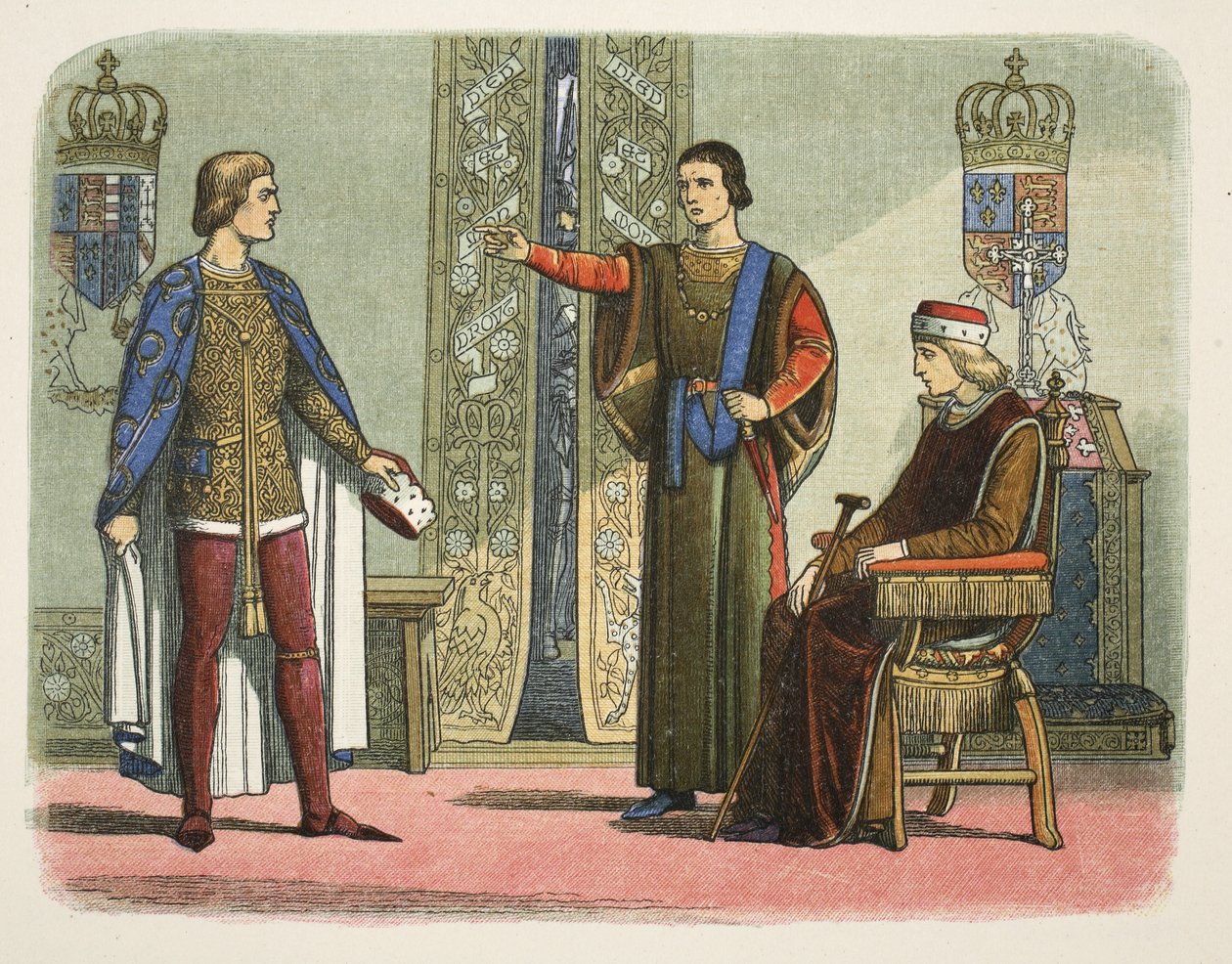 Heinrich VI. und die Herzöge von York und Somerset, September 1450, aus A Chronicle of England BC 55 to AD 1485, veröffentlicht in London von James William Edmund Doyle