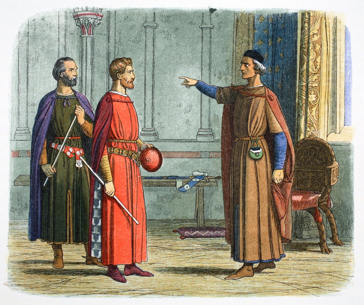 König Edward I. bedroht den Lord Marshal von James William Edmund Doyle