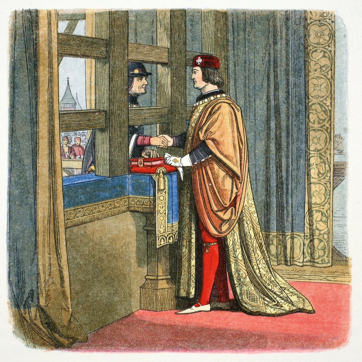 Treffen von Edward IV. von England und Ludwig XI. von Frankreich in Picquigny, Frankreich, 1475 von James William Edmund Doyle