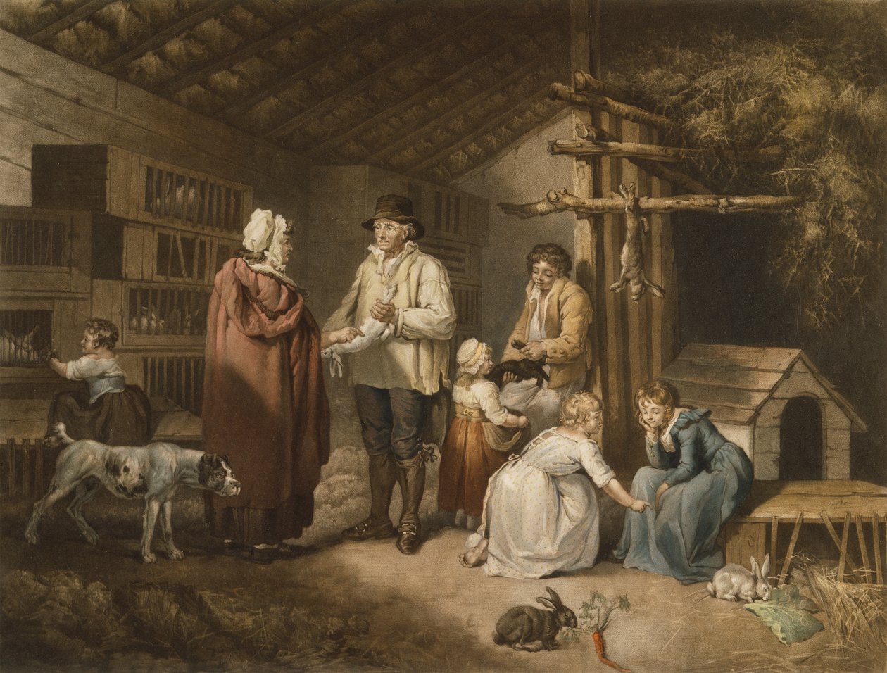 Verkauf von Kaninchen, graviert von William Ward (1766-1826) 1796 von James after Ward