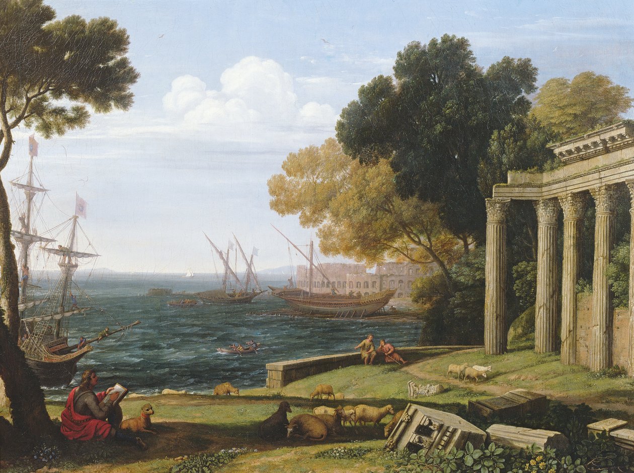 Blick auf das Meer, Hafen und Amphitheater von Pola von Jan Frans van Bloemen