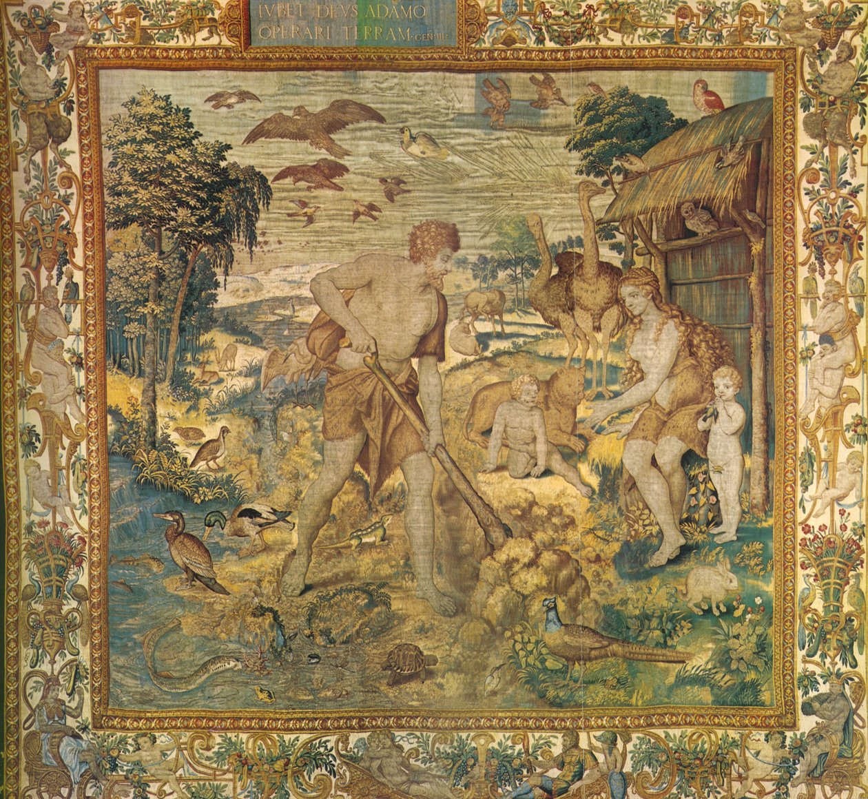 Adam arbeitet auf dem Feld. Serie Geschichte der ersten Eltern von Jan de Kempeneer