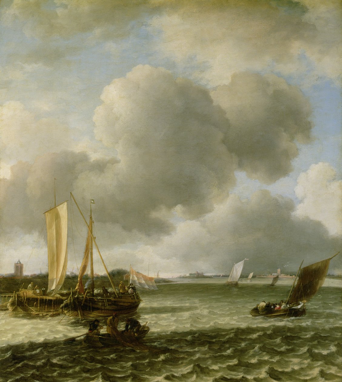 Boote auf dem Fluss Waal, 1650er Jahre von Jan van de Capelle or Cappelle