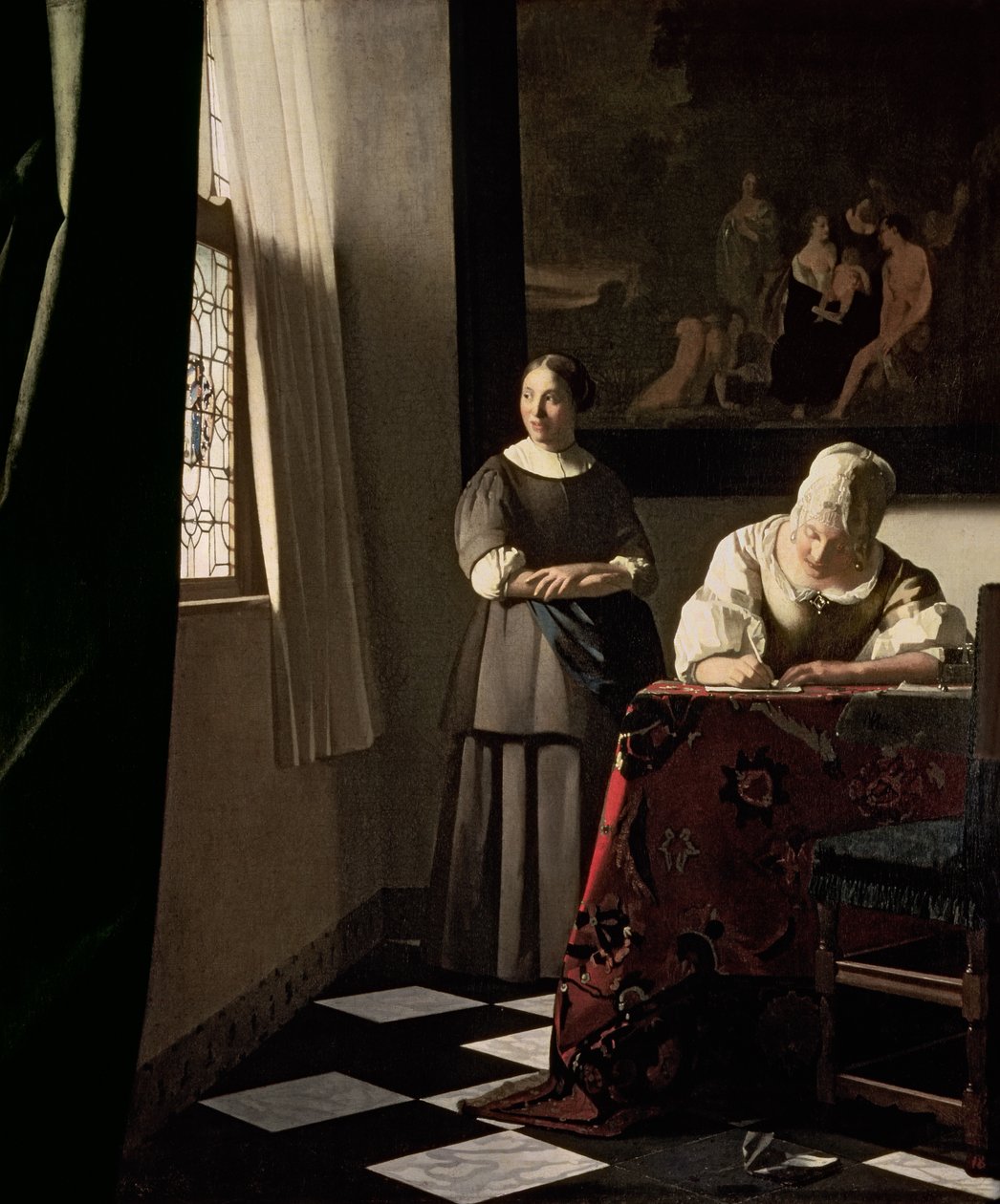 Dame, die einen Brief mit ihrer Magd schreibt, ca. 1670 von Johannes Vermeer