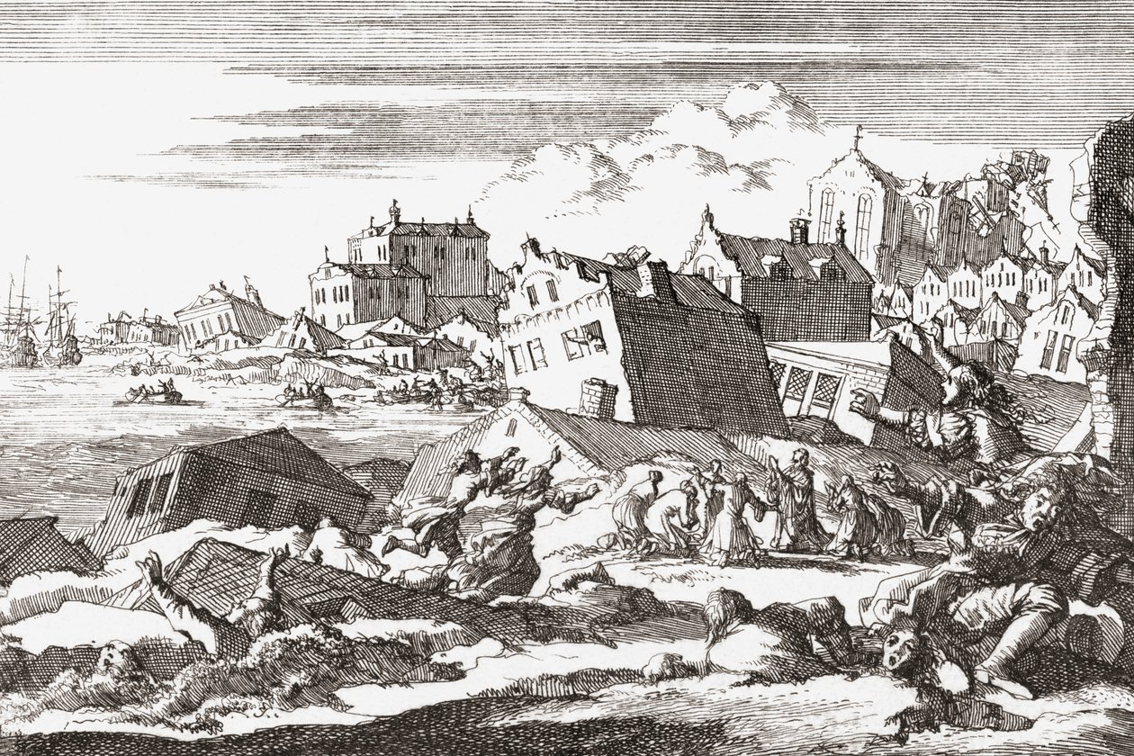 Erdbeben von 1692 in Port Royal, Jamaika von Jan (after) Luyken