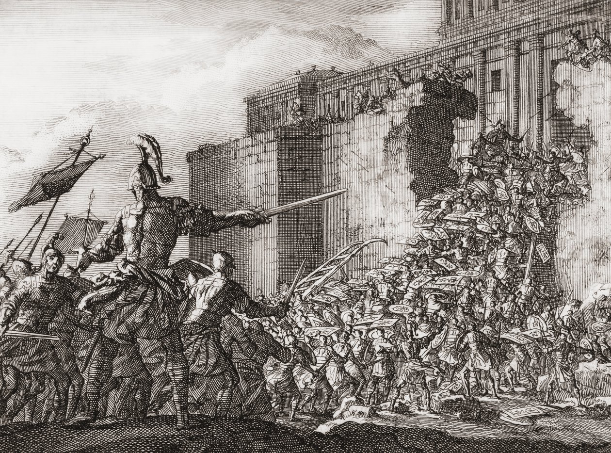 Pompeius greift den Tempel in Jerusalem im Jahr 63 v. Chr. an von Jan (after) Luyken