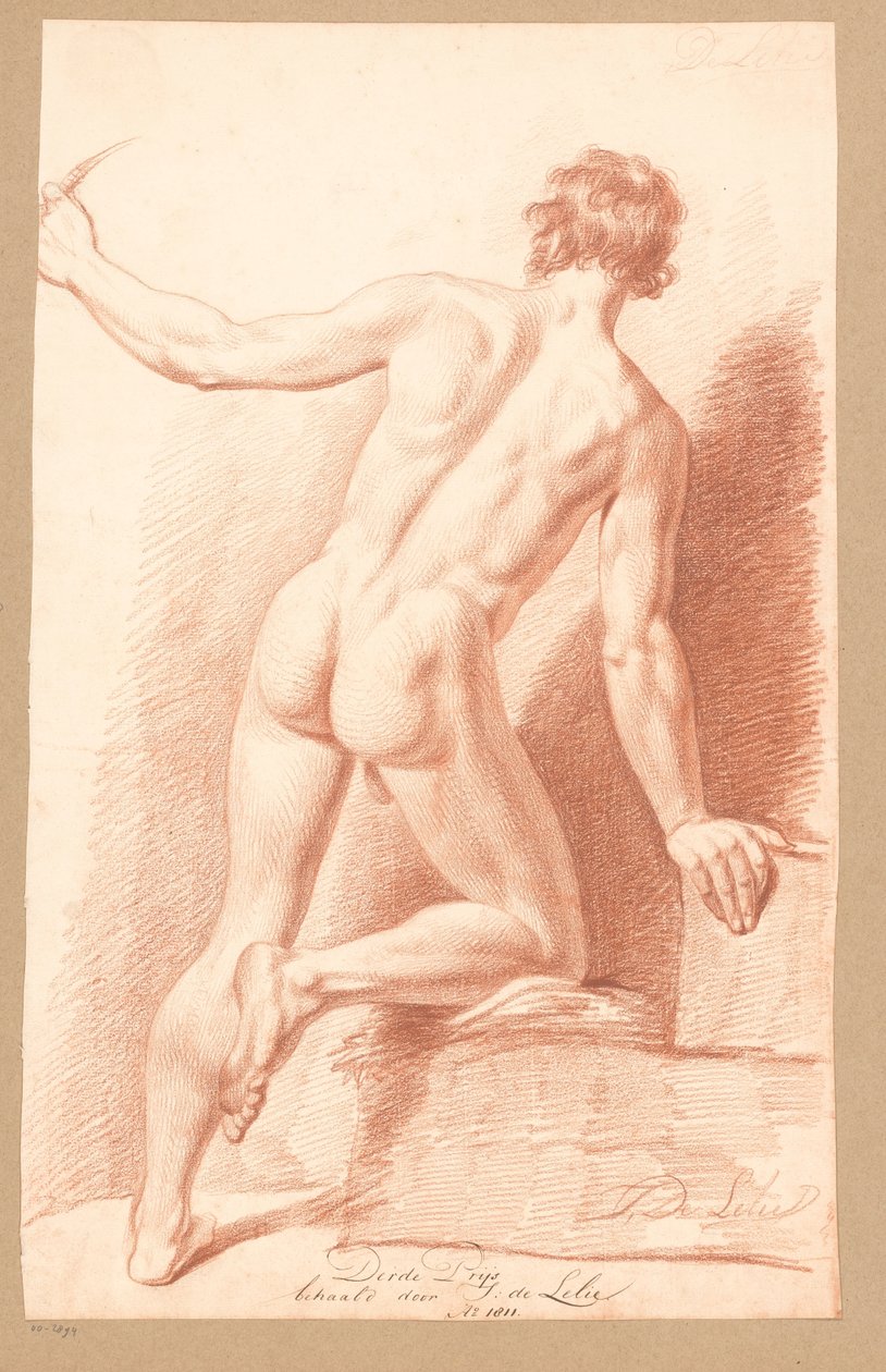 Stehender männlicher Akt, von hinten gesehen (3. Preis 1811) von Jan Adriaan Antonie de Lelie