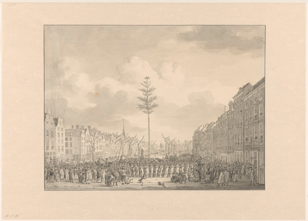 Freiheitsbaum auf dem Grote Markt in Rotterdam, 1795 von Jan Anthonie Langendijk Dzn (possibly)