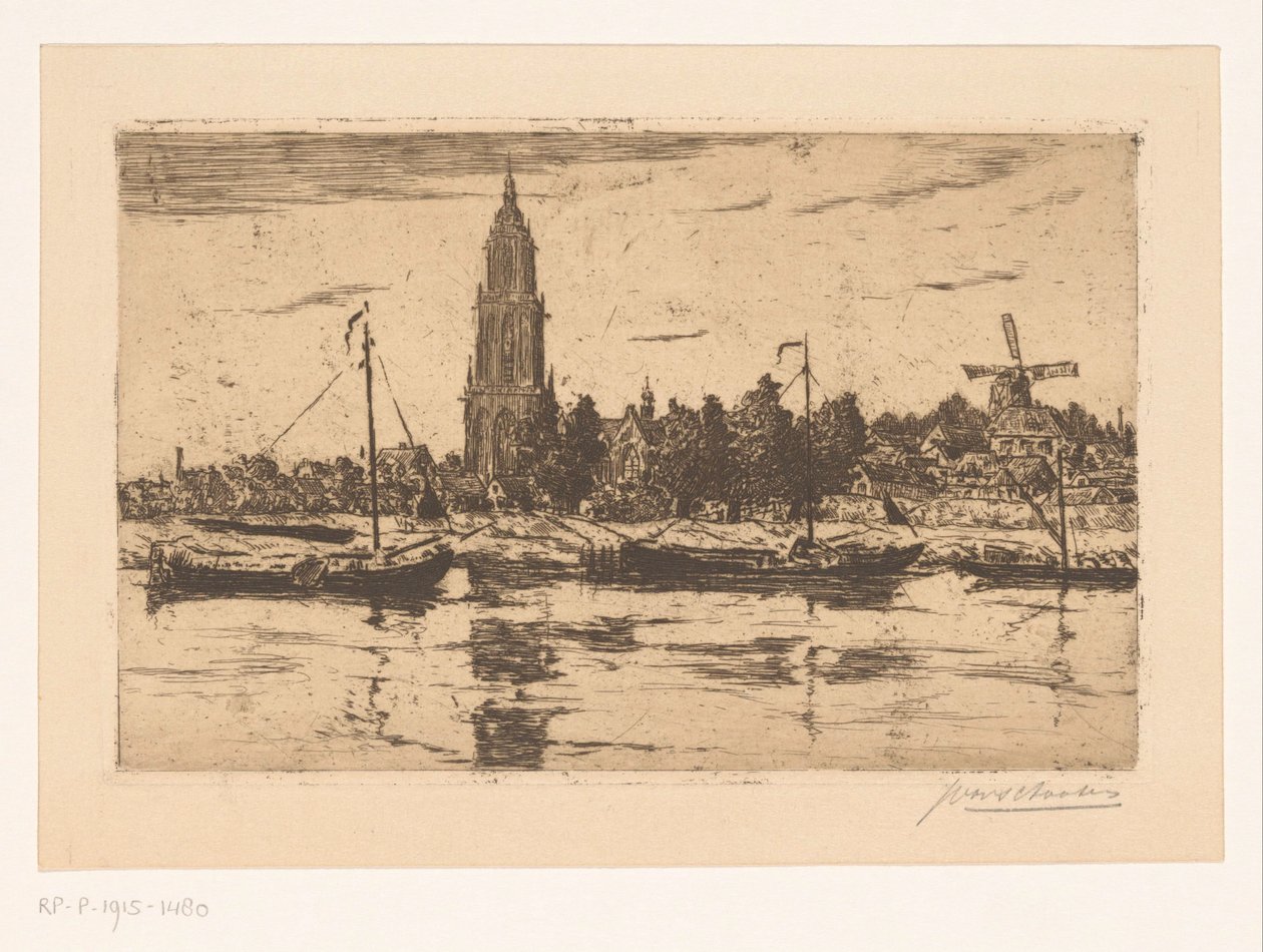 Ansicht von Rhenen von Jan Antonius van Schooten (signed by artist)