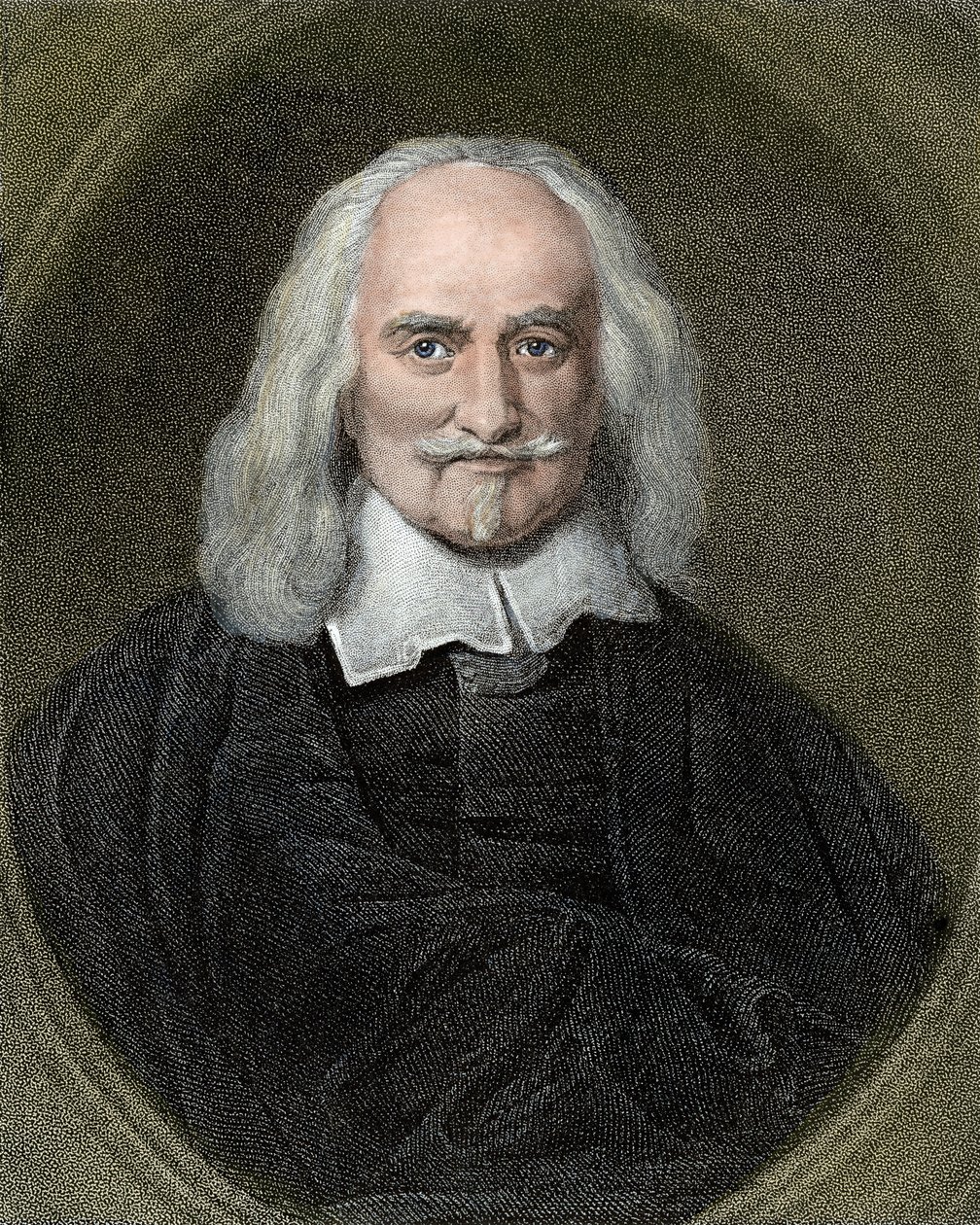 Porträt von Thomas Hobbes (1588-1679) englischer Philosoph. Farbgravur aus dem 19. Jahrhundert von Jan Baptist (after) Jaspers