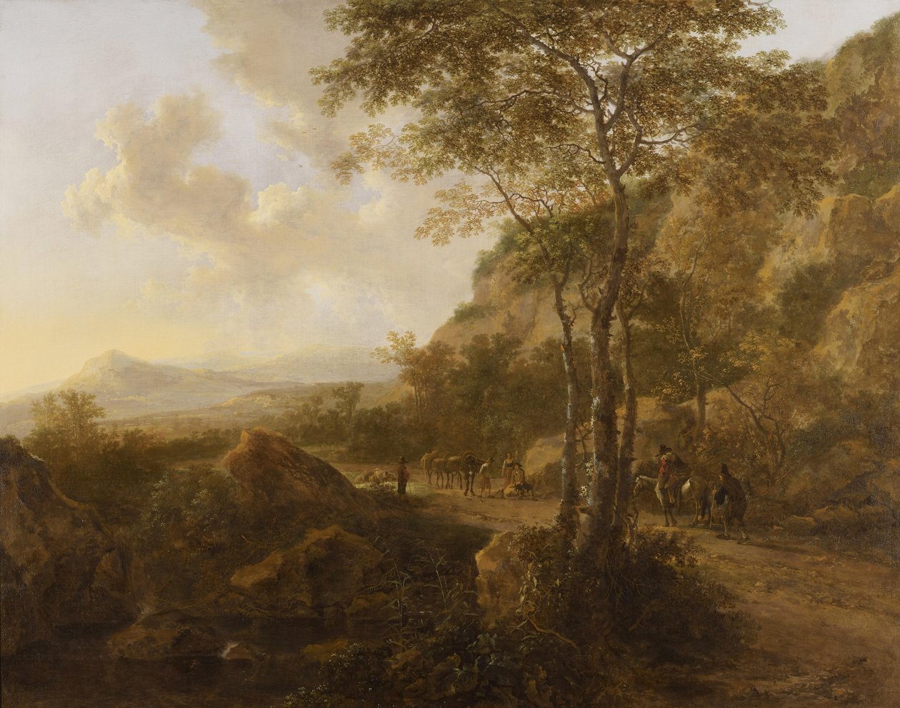 Berglandschaft mit Maultiertreibern auf einem Weg von Jan Both