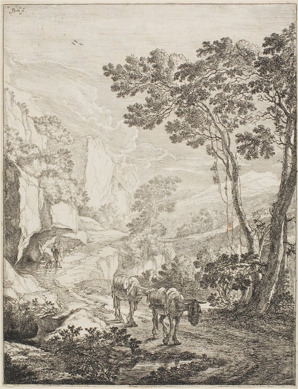 Die Zwei Maultiere, aus einem Satz von vier italienischen Landschaften von Jan Both