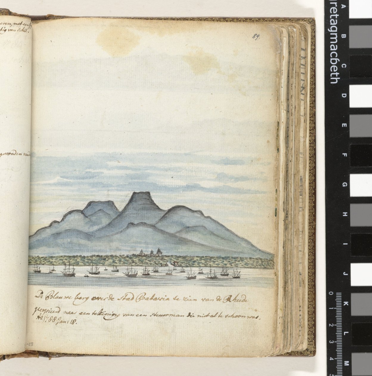 Der Blaue Berg über der Stadt Batavia, gesehen von der Rheede von Jan Brandes