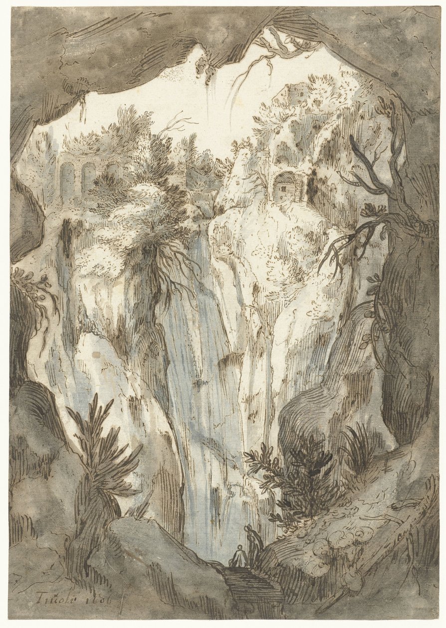 Wasserfall von Tivoli aus einer Höhle gesehen von Jan Brueghel (I) (attributed to)