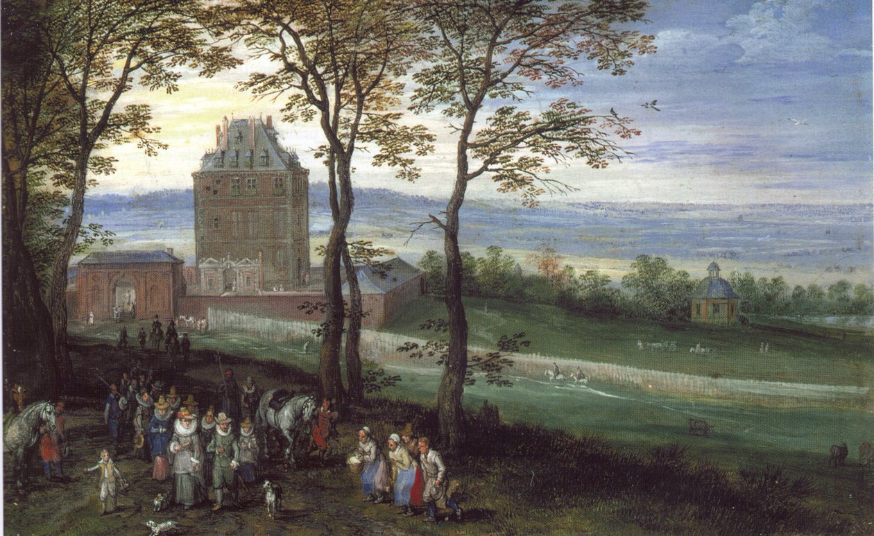 Erzherzog Albrecht und Isabella vor Schloss Mariemont von Jan Brueghel the Elder