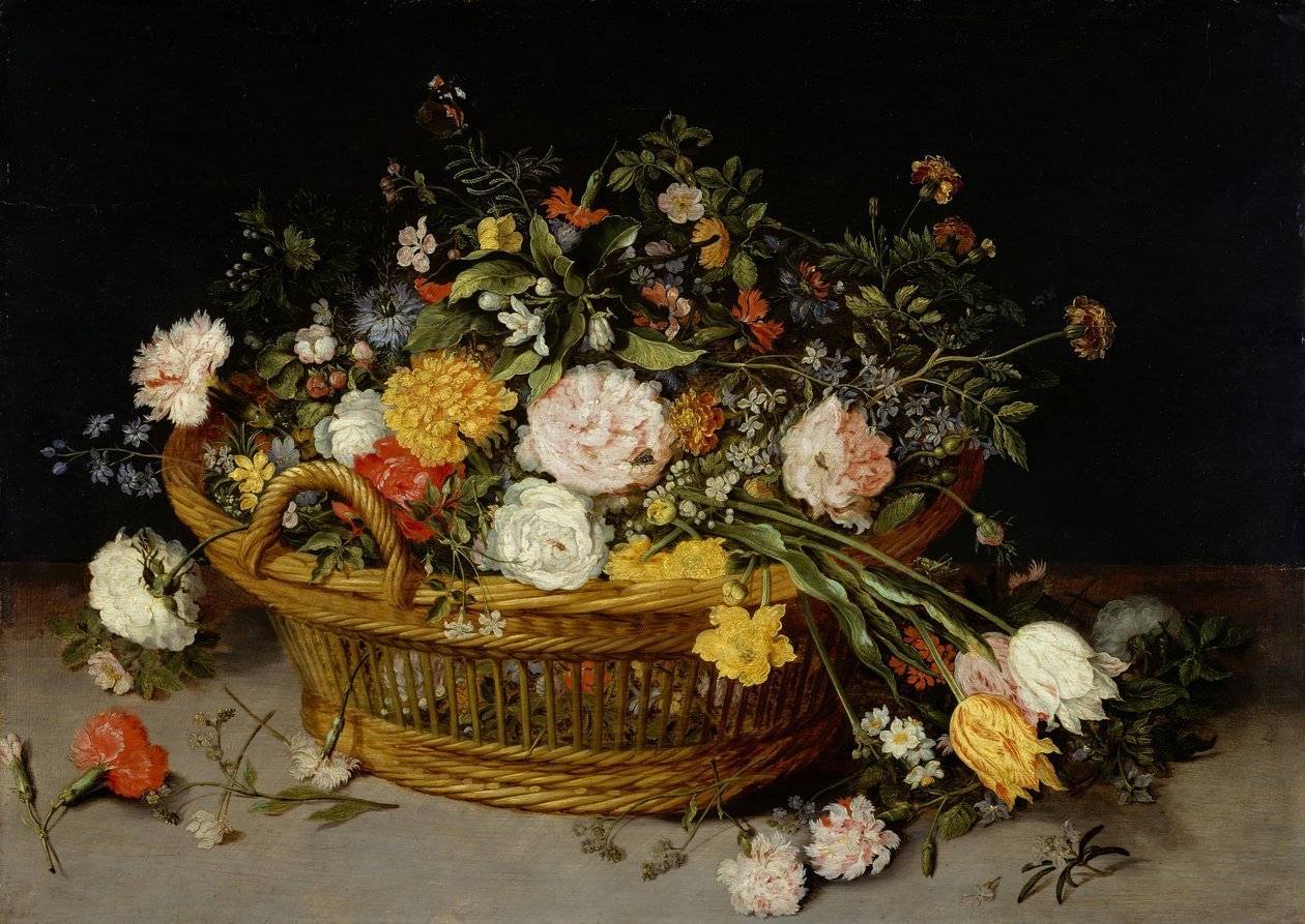Ein Korb mit Blumen, wahrscheinlich 1620er Jahre von Jan Brueghel the Younger