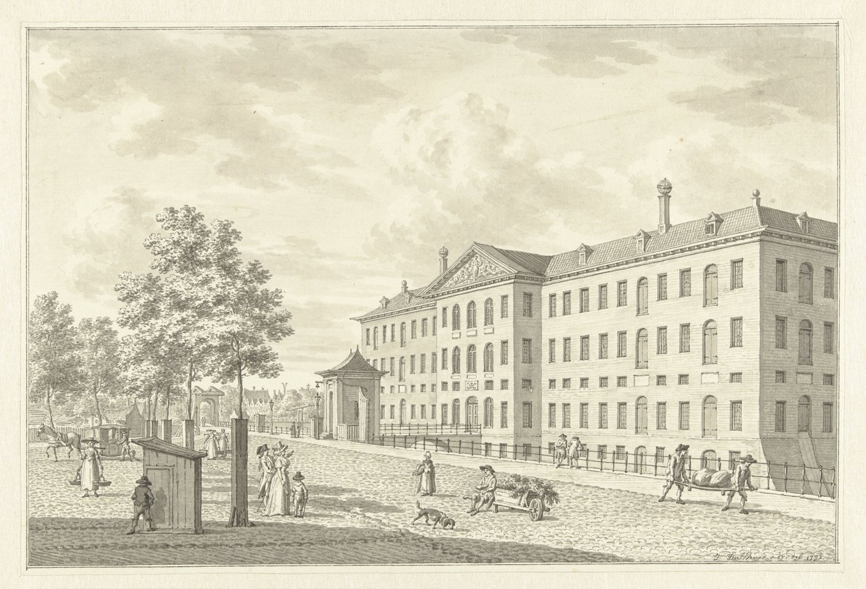 Das Landesmarinemagazin in Amsterdam, vor dem Brand von 1791 von Jan Bulthuis (signed by artist)