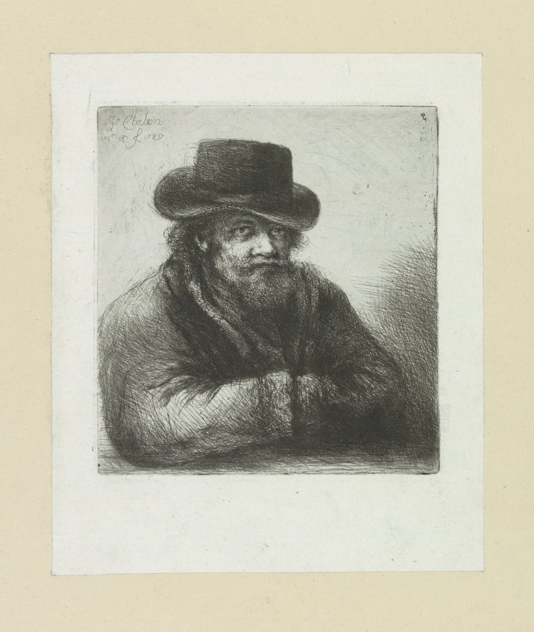 Alter Mann mit Bart und Hut (Serie: Das vollständige Werk der Radierungen von John Chalon) von Jan Chalon