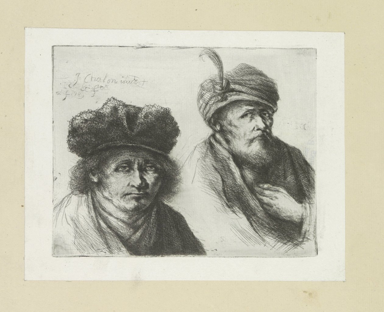 Zwei Männer mit Hut und Turban (Das vollständige Werk der Radierungen von John Chalon) von Jan Chalon
