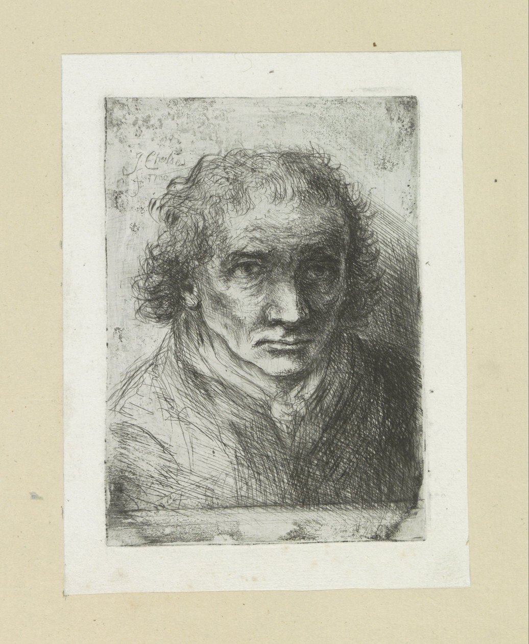 Erwachsener Mann mit Schal (The Compleat Work of Etchings by John Chalon) von Jan Chalon