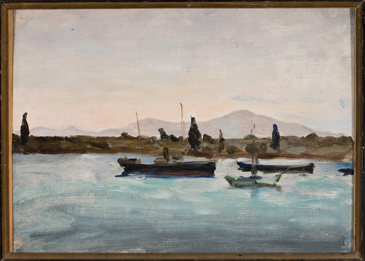 Boote am Ufer, Marmora - Tuscula. Aus der Reise nach Palästina von Jan Ciągliński