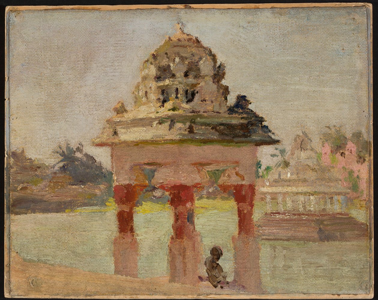 Madras - Tempel mit heiligem See. Aus einer Reise nach Indien von Jan Ciągliński