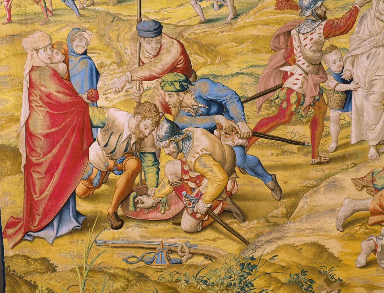 Flämischer Wandteppich. Serie Die Eroberung von Tunis: Die Einnahme von Tunis. Zeichner Jan Cornelisz Vermeyen. Atelier Willem de Pannemaker, Brüssel. Ca. 1545. (Detail) von Jan Cornelisz Vermeyen