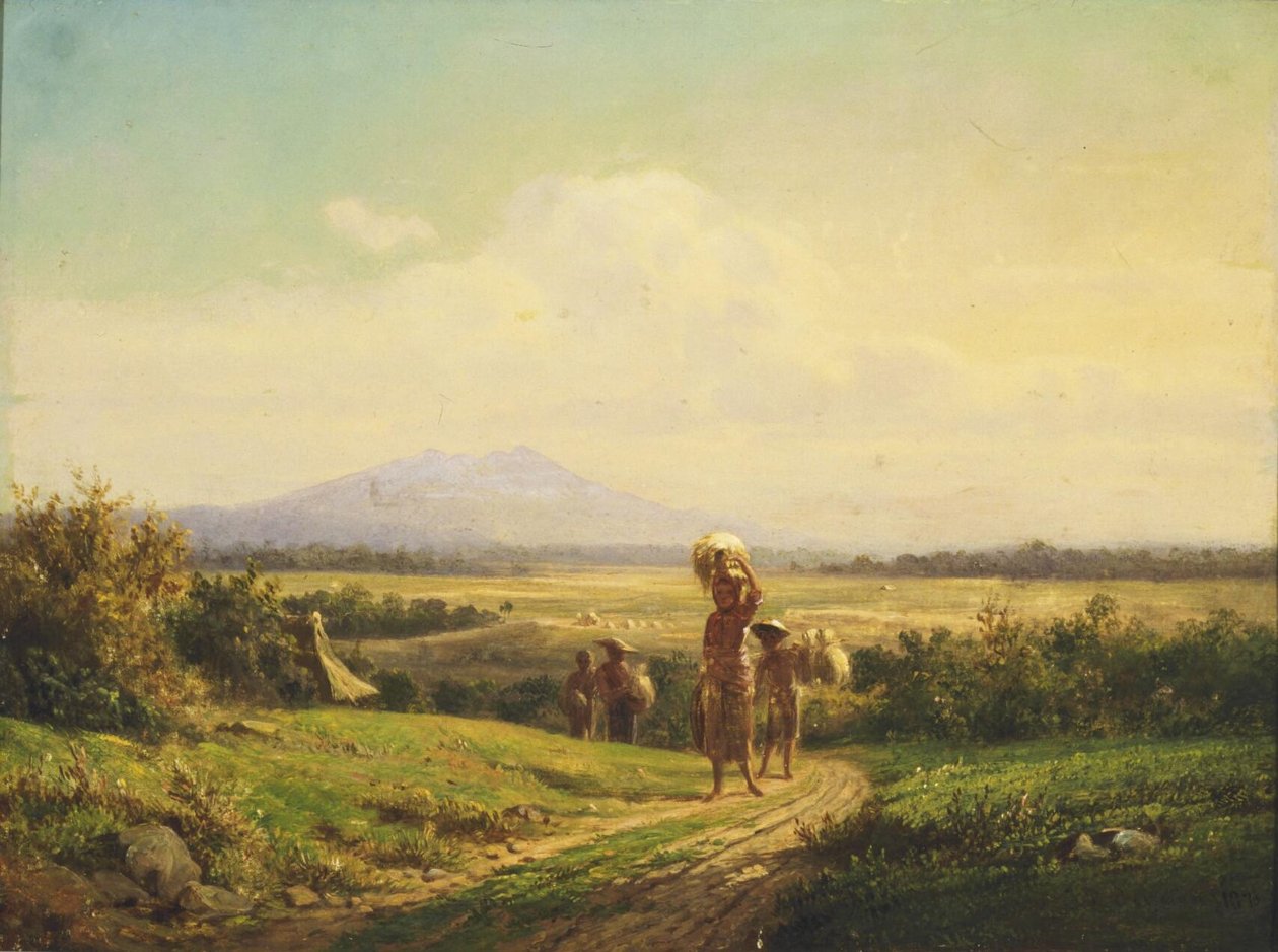 Javanische Landschaft nach der Reisernte von Jan Daniel Beynon