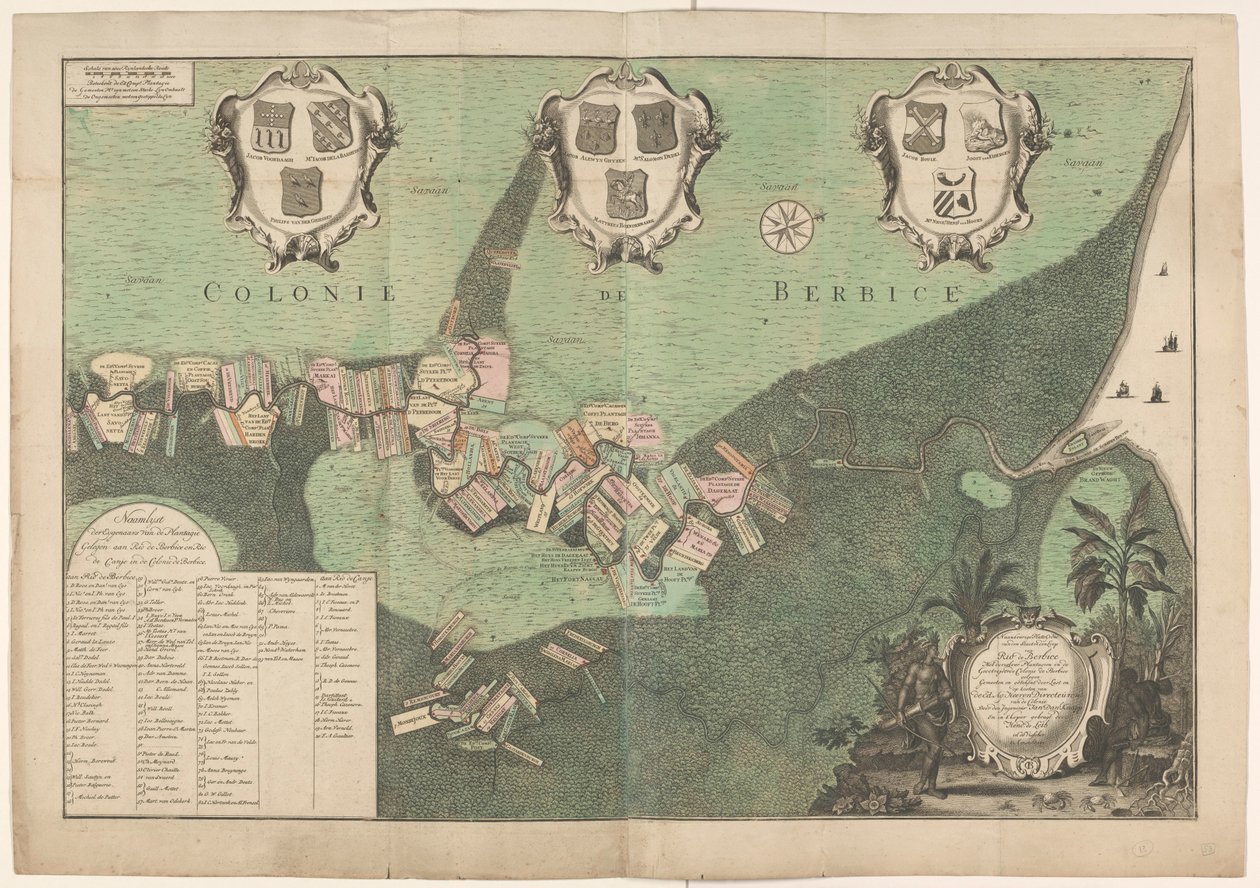 Genauer Plan des Staates und des Verlaufs des Rio de Berbice. Mit den Plantagen in der gecharterten Kolonie Berbice. von Jan Daniël Knapp