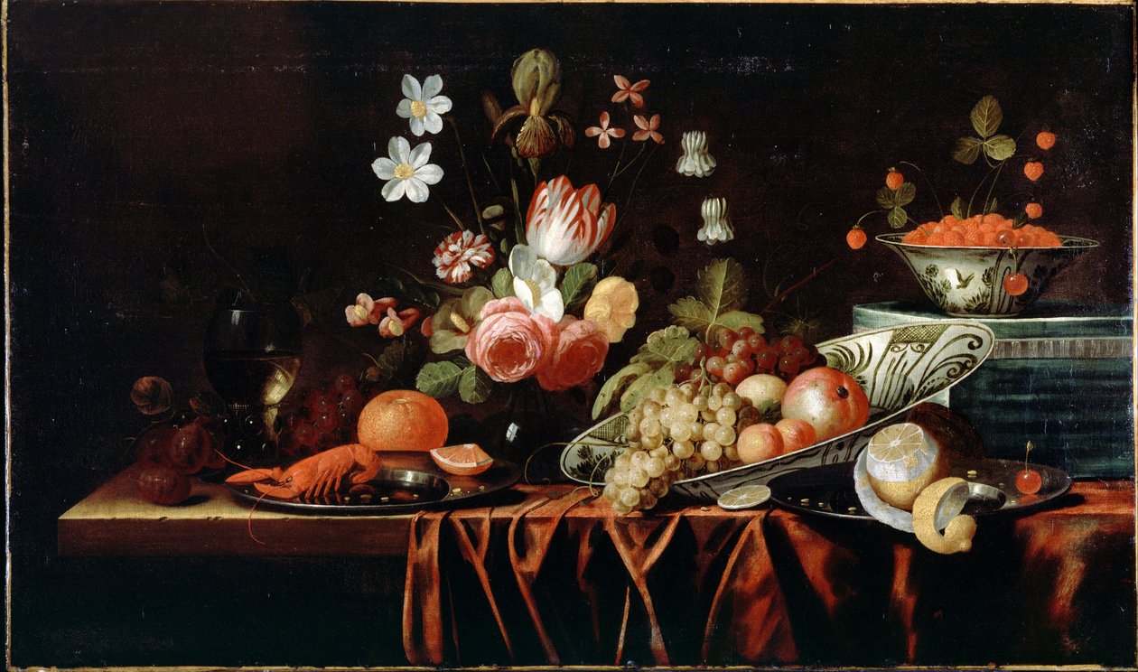 Stillleben mit Obst, Blumen und Flusskrebsen von Jan Frans van Son