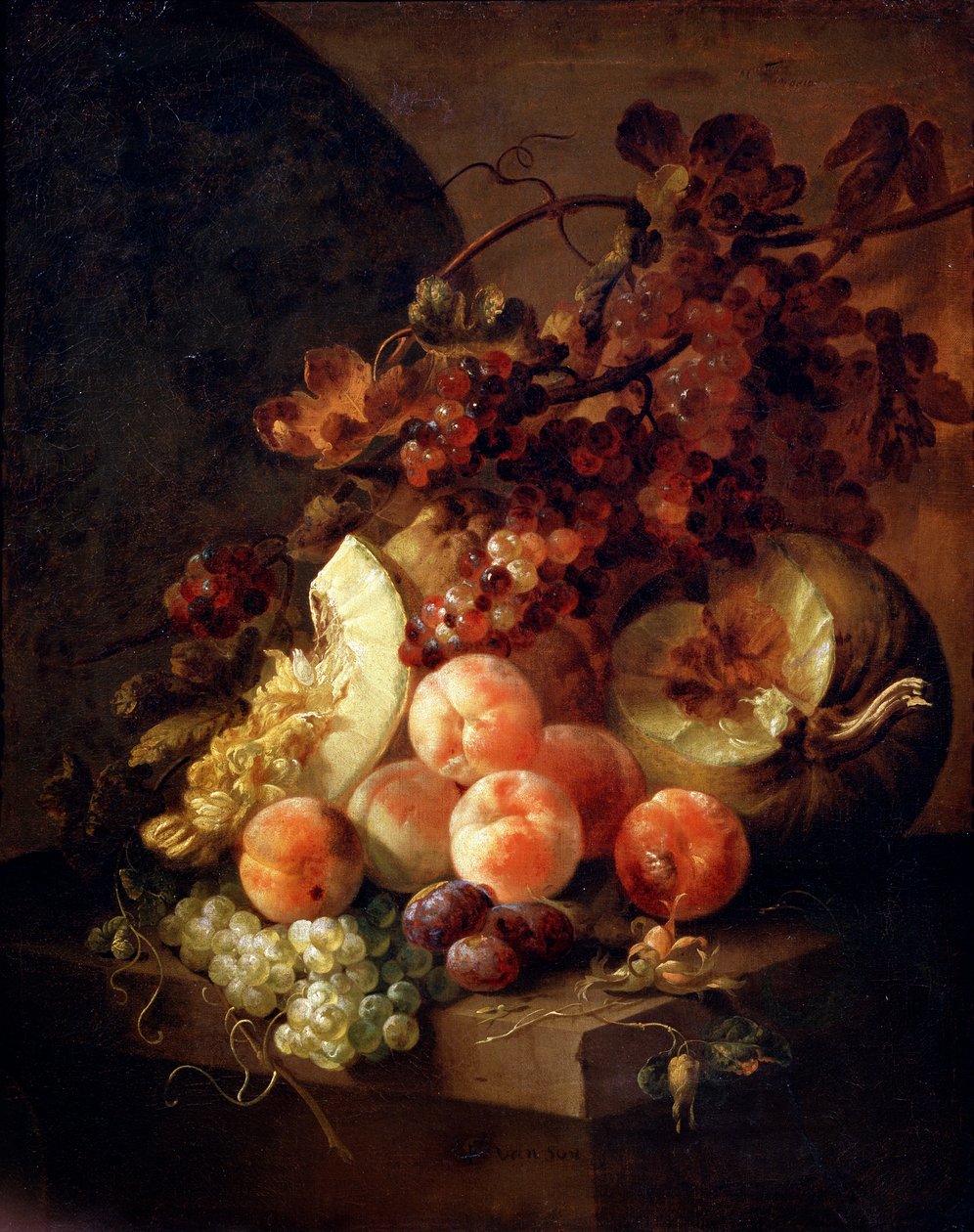 Stillleben mit Pfirsichen, spätes 17. oder frühes 18. Jahrhundert von Jan Frans van Son