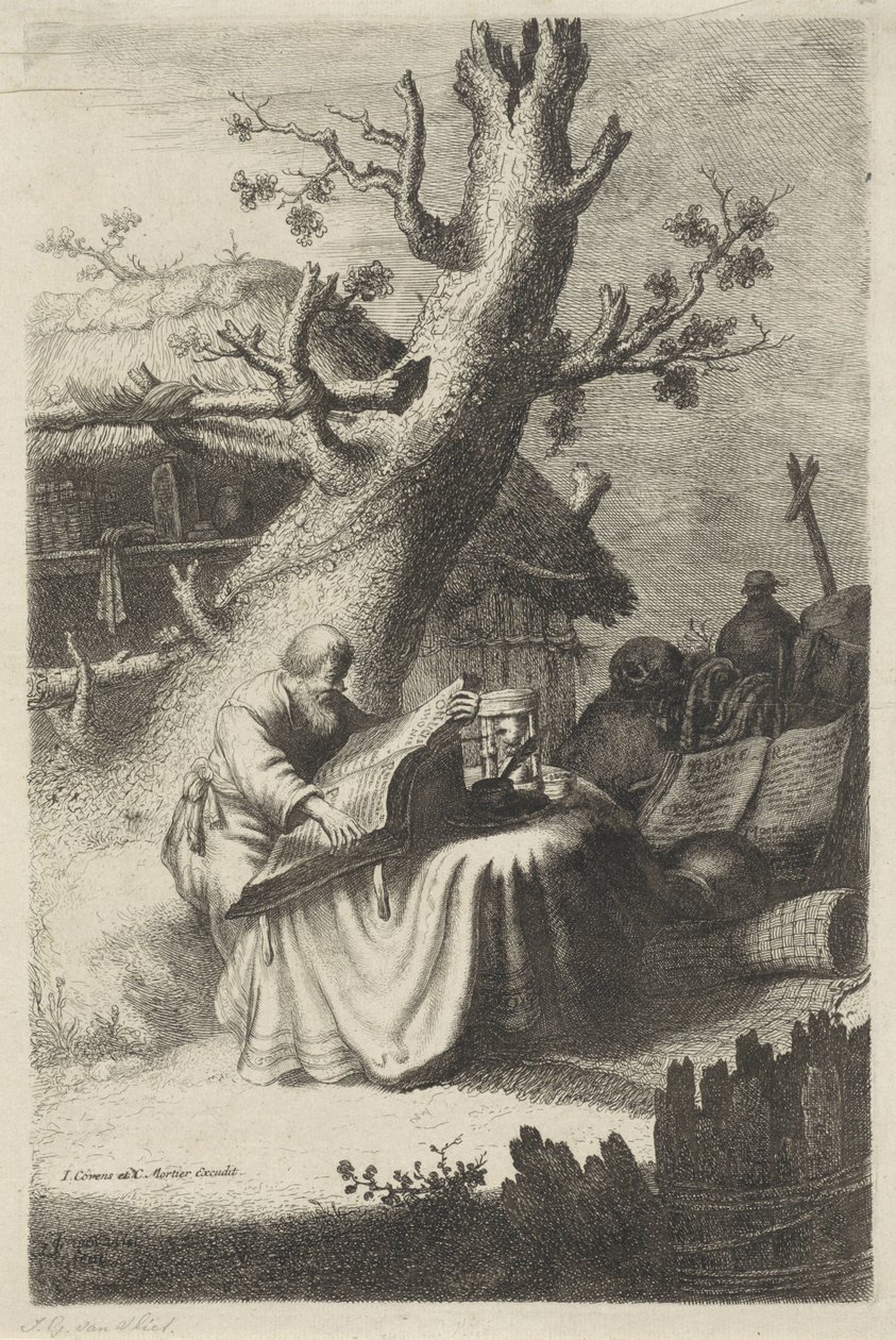 Heiliger Hieronymus lesend unter einem Baum von Jan Gillisz. van Vliet