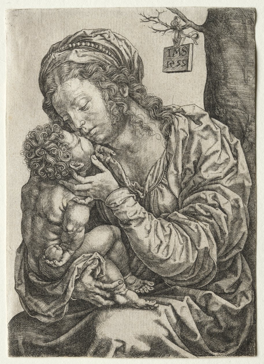 Die Jungfrau am Fuße eines Baumes sitzend von Jan Gossaert