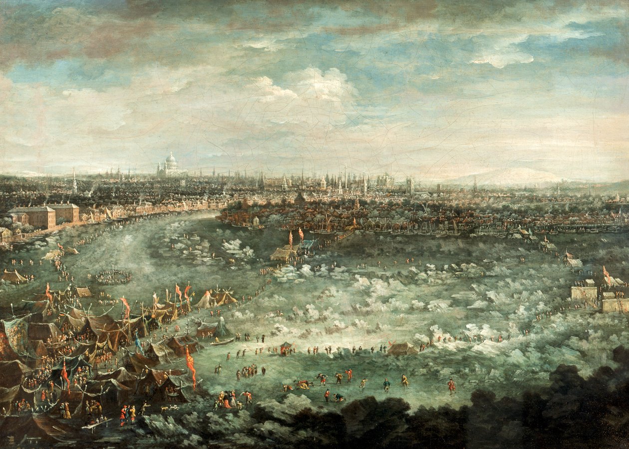 Die Themse während des großen Frosts von 1739 von Jan Griffier II