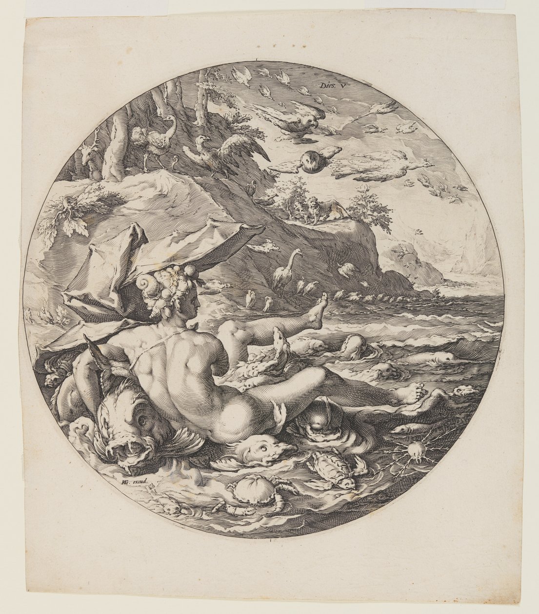 Der fünfte Tag, Platte 6, aus Schöpfung der Welt von Jan Harmensz. Muller